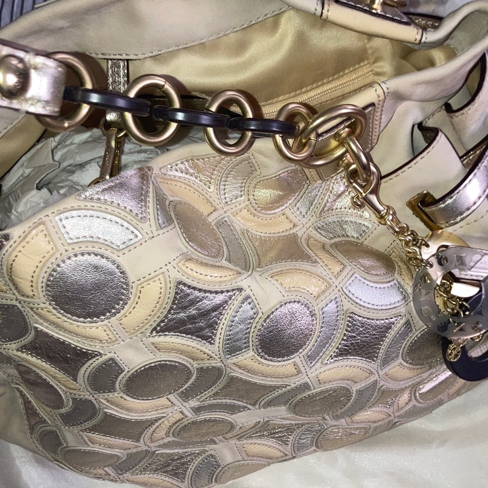 Coach Peyton Leather Mosiac Shoulder Bag - Picture 7 of 12